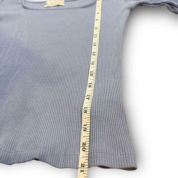 UO Urban Outfitters Square Neck Ribbed Ling Sleeve Crop Top L - Picture 9 of 9